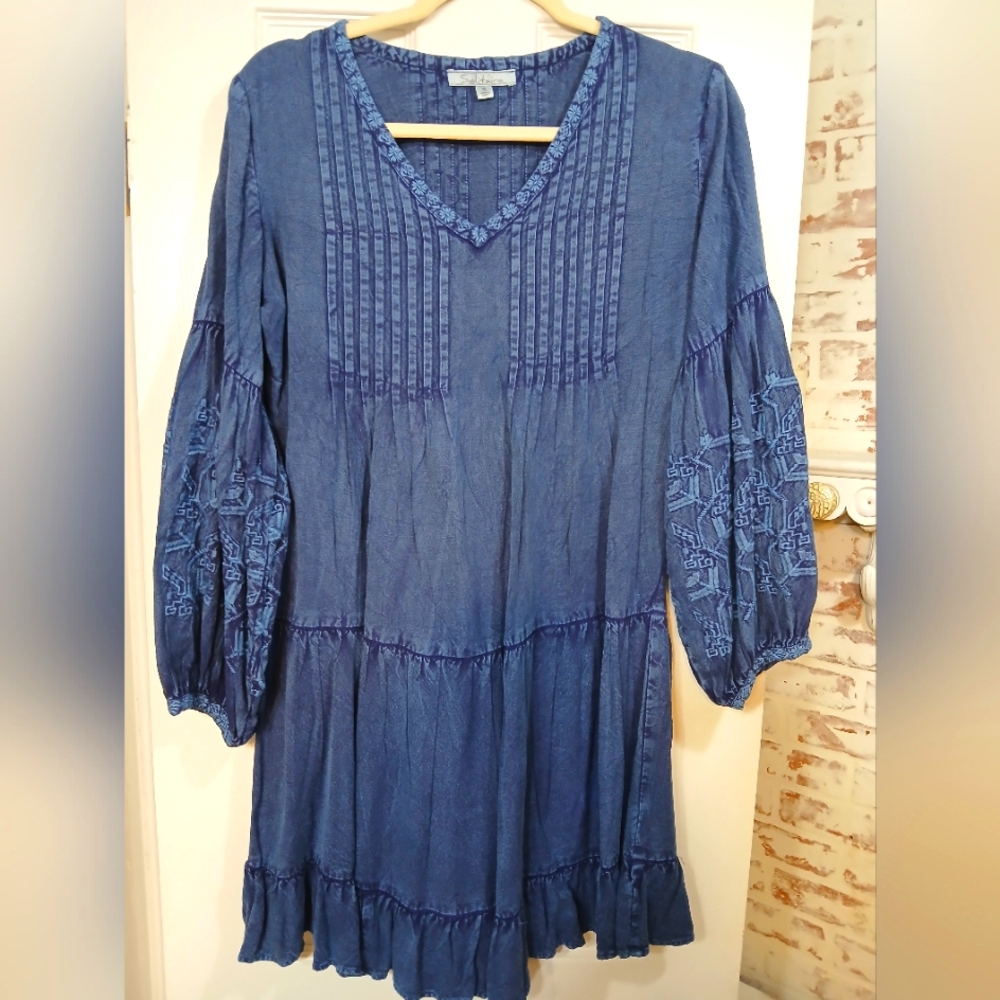 Solitaire Denim Look Babydoll Dress